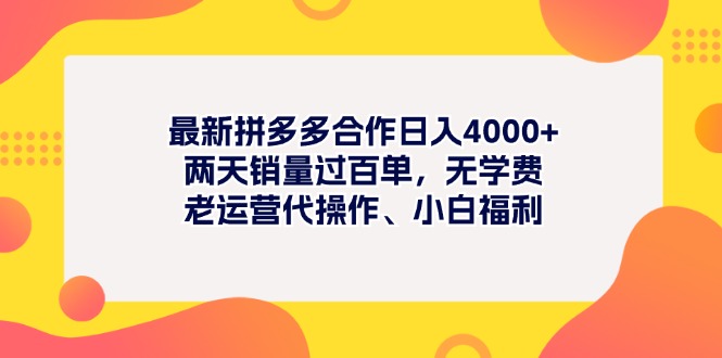 （11410期）最新拼多多项目日入4000+两天销量过百单，无学费、老运营代操作、小白福利-志拓网创