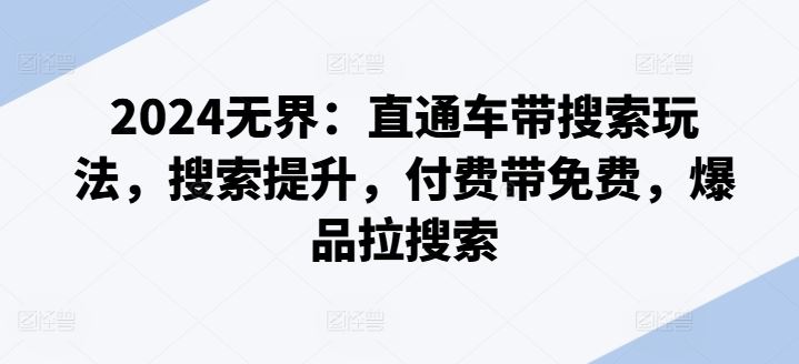 2024无界：直通车带搜索玩法，搜索提升，付费带免费，爆品拉搜索-志拓网创