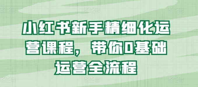 小红书新手精细化运营课程，带你0基础运营全流程-志拓网创