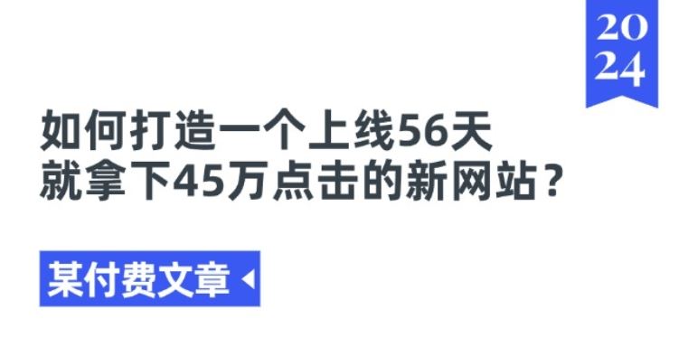 某付费文章《如何打造一个上线56天就拿下45万点击的新网站?》-志拓网创