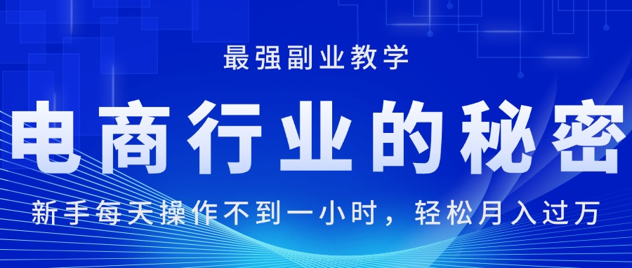 （11427期）电商行业的秘密，新手每天操作不到一小时，月入过万轻轻松松，最强副业…-志拓网创