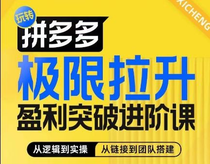 拼多多极限拉升盈利突破进阶课，​从算法到玩法，从玩法到团队搭建，体系化系统性帮助商家实现利润提升-志拓网创