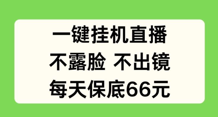一键挂JI直播，不露脸不出境，每天保底66元【揭秘】-志拓网创