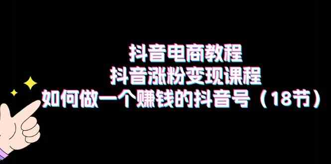 抖音电商教程：抖音涨粉变现课程：如何做一个赚钱的抖音号（18节）-志拓网创