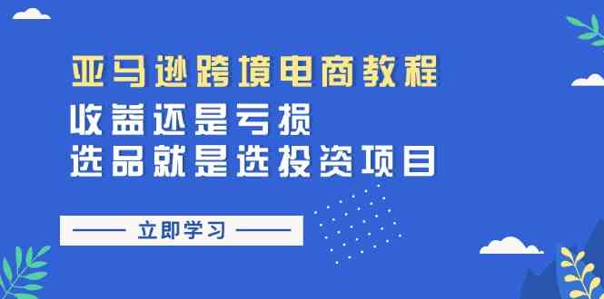 亚马逊跨境电商教程：收益还是亏损！选品就是选投资项目-志拓网创