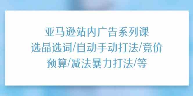 亚马逊站内广告系列课：选品选词/自动手动打法/竞价预算/减法暴力打法/等-志拓网创