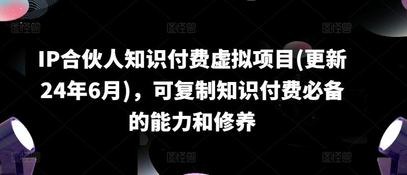 IP合伙人知识付费虚拟项目(更新24年6月)，可复制知识付费必备的能力和修养-志拓网创