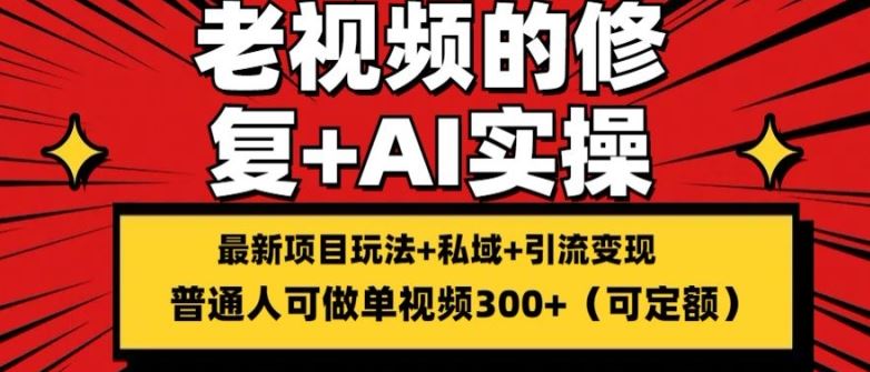 修复老视频的玩法，搬砖+引流的变现(可持久)，单条收益300+【揭秘】-志拓网创