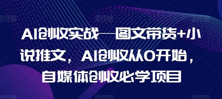 AI创收实战—图文带货+小说推文，AI创收从0开始，自媒体创收必学项目-志拓网创