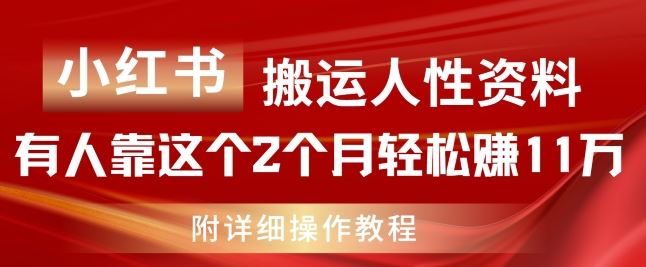 小红书搬运人性资料，有人靠这个2个月轻松赚11w，附教程【揭秘】-志拓网创