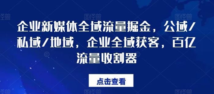 企业新媒体全域流量掘金，公域/私域/地域，企业全域获客，百亿流量收割器-志拓网创