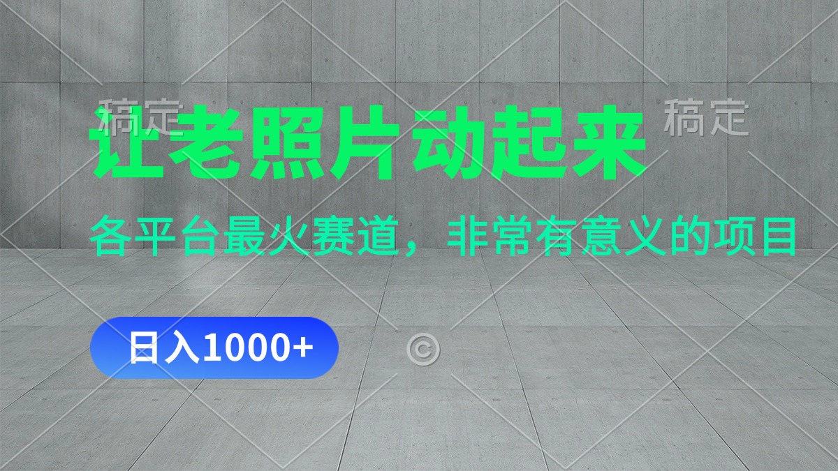 （11671期）让老照片动起来，一天变现1000+，各平台最火赛道，看完就会-志拓网创