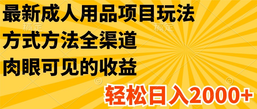 最新成人用品项目玩法，方式方法全渠道，肉眼可见的收益，轻松日入2000+-志拓网创