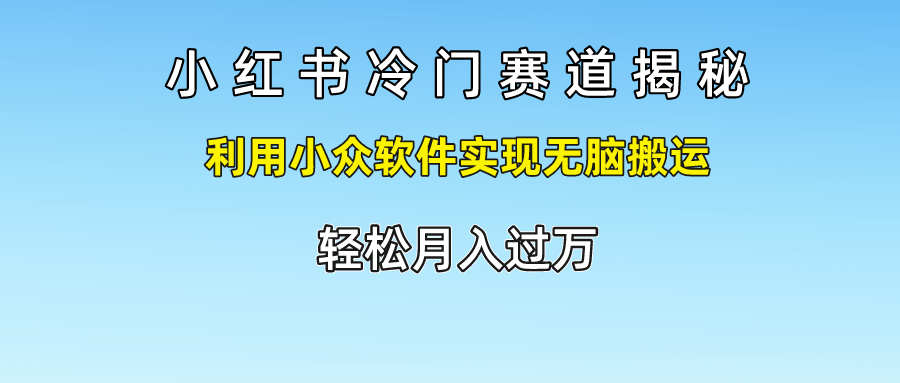 小红书冷门赛道揭秘,利用小众软件实现无脑搬运，轻松月入过万-志拓网创