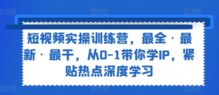 短视频实操训练营，最全·最新·最干，从0-1带你学IP，紧贴热点深度学习-志拓网创