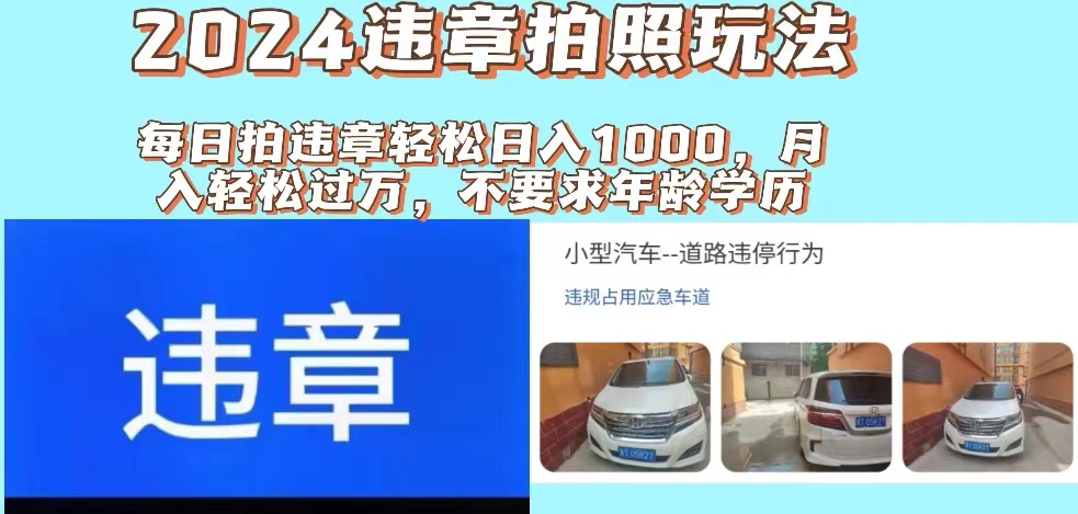 （11743期）2024违章拍照新玩法，推广躺赚+拍照赚钱双模式，日入1000+-志拓网创