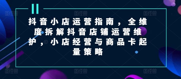 抖音小店运营指南，全维度拆解抖音店铺运营维护，小店经营与商品卡起量策略-志拓网创