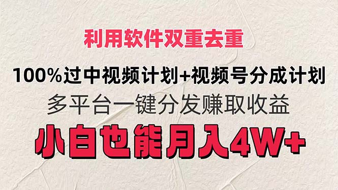（11862期）利用软件双重去重，100%过中视频+视频号分成计划小白也可以月入4W+-志拓网创