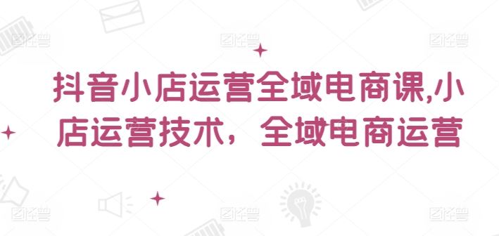 抖音小店运营全域电商课，​小店运营技术，全域电商运营-志拓网创