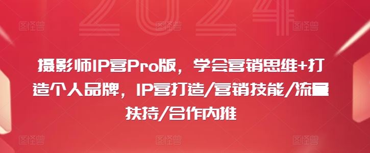 摄影师IP营Pro版，学会营销思维+打造个人品牌，IP营打造/营销技能/流量扶持/合作内推-志拓网创