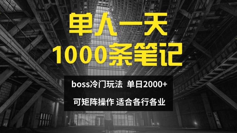 单人一天1000条笔记，日入2000+，BOSS直聘的正确玩法【揭秘】-志拓网创