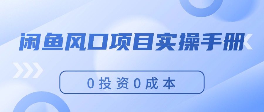 （11923期）闲鱼风口项目实操手册，0投资0成本，让你做到，月入过万，新手可做-志拓网创