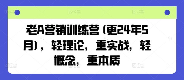 老A营销训练营(更24年7月)，轻理论，重实战，轻概念，重本质-志拓网创