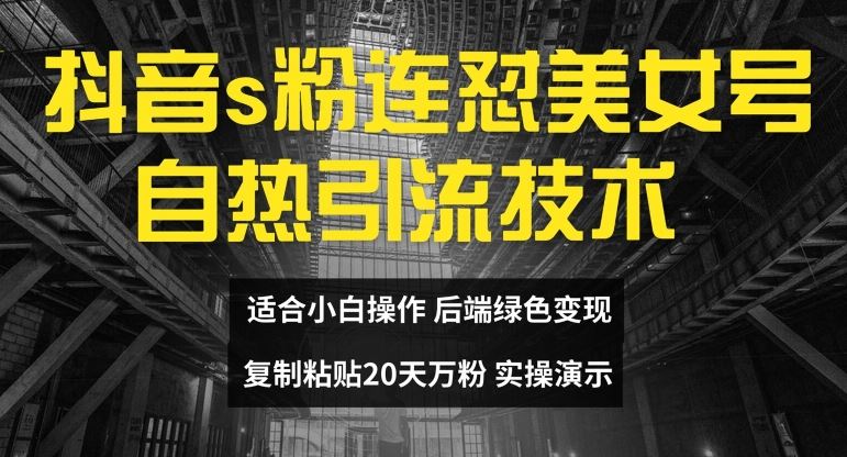 抖音s粉连怼美女号自热引流技术复制粘贴，20天万粉账号，无需实名制，矩阵操作【揭秘】-志拓网创