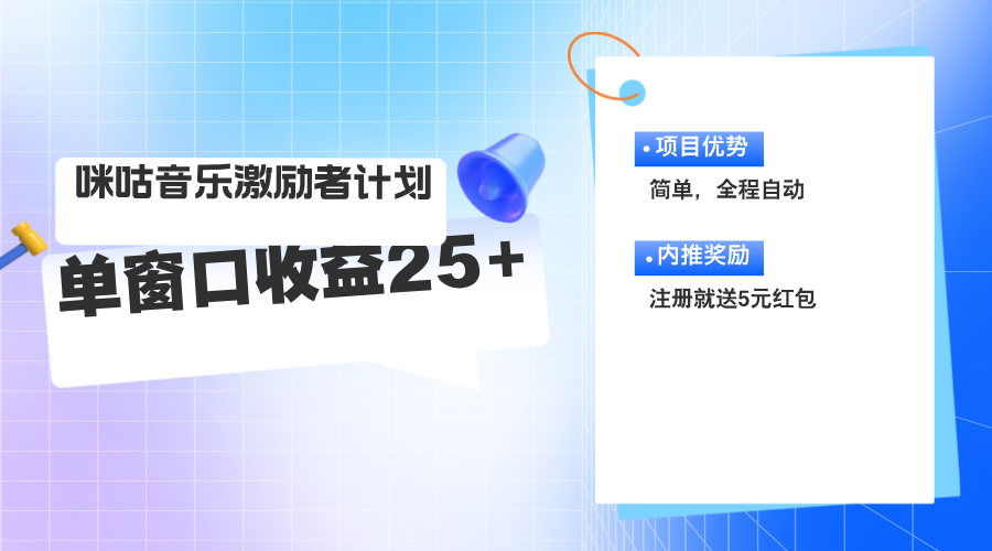 （11942期）咪咕激励者计划，单窗口收益20~25，可矩阵操作-志拓网创