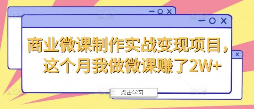 商业微课制作实战变现项目，这个月我做微课赚了2W+-志拓网创