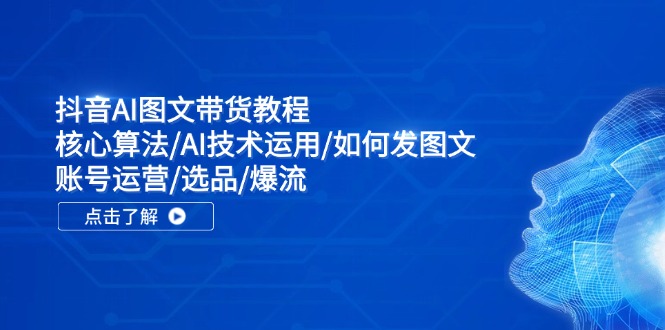 抖音AI图文带货教程：核心算法/AI技术运用/如何发图文/账号运营/选品/爆流-志拓网创