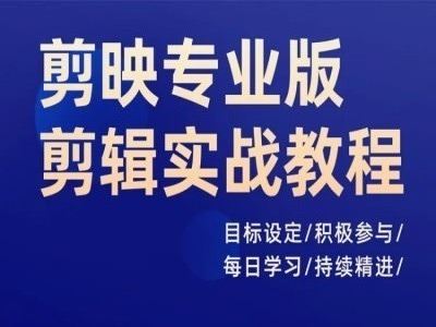 剪映专业版剪辑实战教程，目标设定/积极参与/每日学习/持续精进-志拓网创