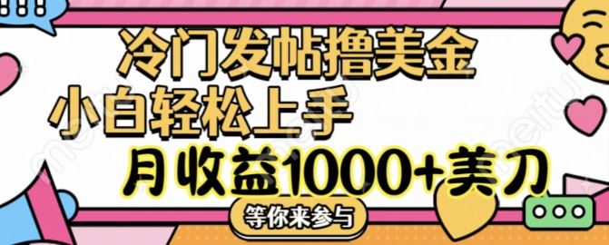 冷门发帖撸美金项目，月收益1000+美金，简单无脑，干就完了【揭秘】-志拓网创