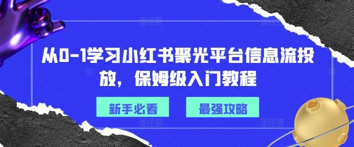 从0-1学习小红书聚光平台信息流投放，保姆级入门教程-志拓网创