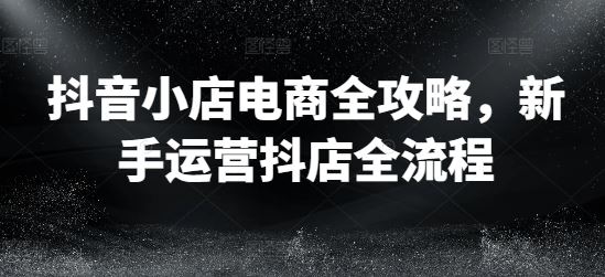 抖音小店电商全攻略，新手运营抖店全流程-志拓网创