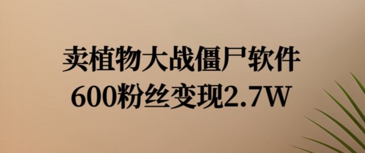 卖植物大战僵尸软件，600粉丝变现2.7W【揭秘】-志拓网创
