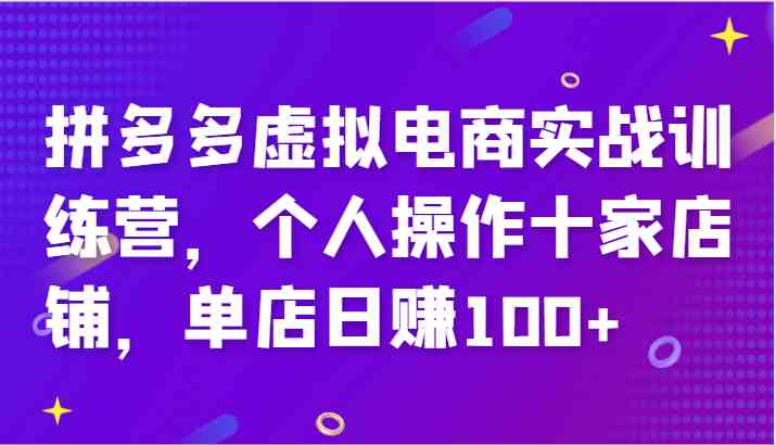 拼多多虚拟电商实战训练营，个人操作十家店铺，单店日赚100+-志拓网创
