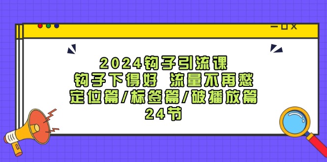 2024钩子引流课：钩子下得好流量不再愁，定位篇/标签篇/破播放篇/24节-志拓网创