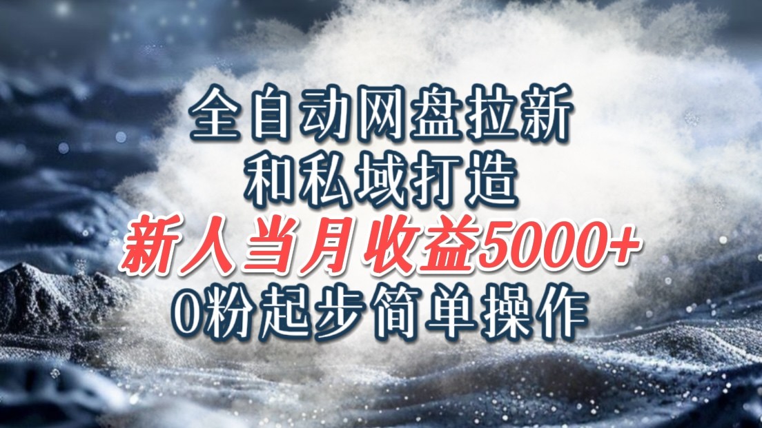 全自动网盘拉新和私域打造，0粉起步简单操作，新人入门当月收益5000以上-志拓网创
