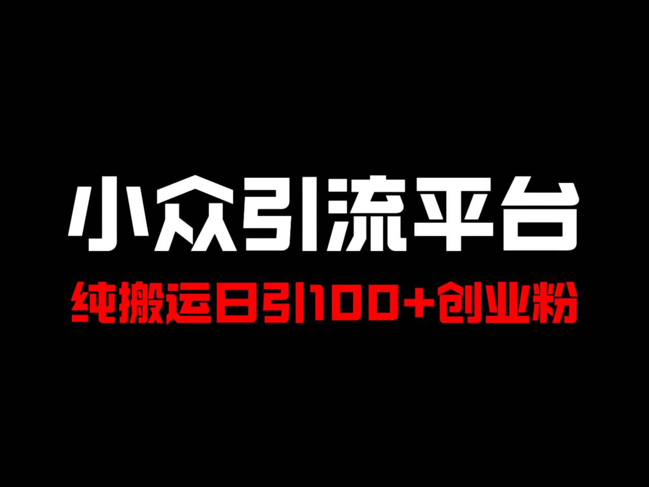 冷门引流平台，纯搬运日引100+高质量年轻创业粉！-志拓网创