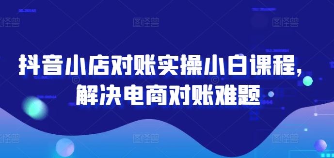 抖音小店对账实操小白课程，解决电商对账难题-志拓网创
