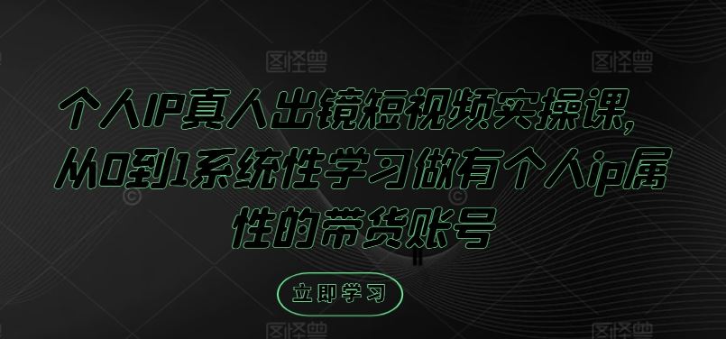 个人IP真人出镜短视频实操课，从0到1系统性学习做有个人ip属性的带货账号-志拓网创