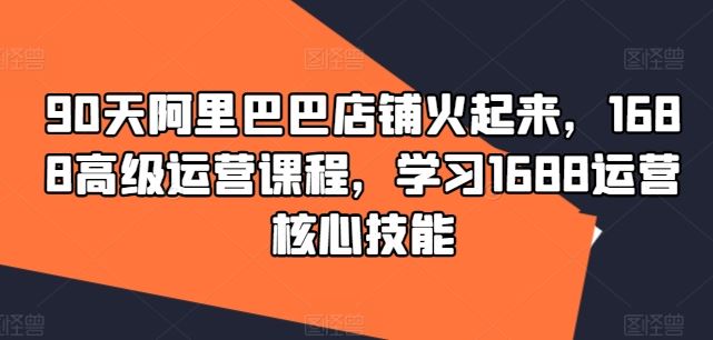 90天阿里巴巴店铺火起来，1688高级运营课程，学习1688运营核心技能-志拓网创