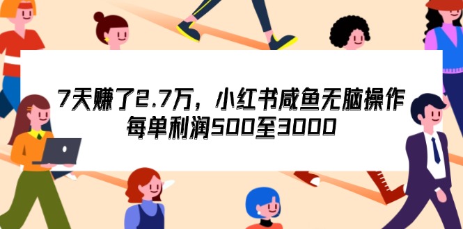 （12192期）7天收了2.7万，小红书咸鱼无脑操作，每单利润500至3000-志拓网创