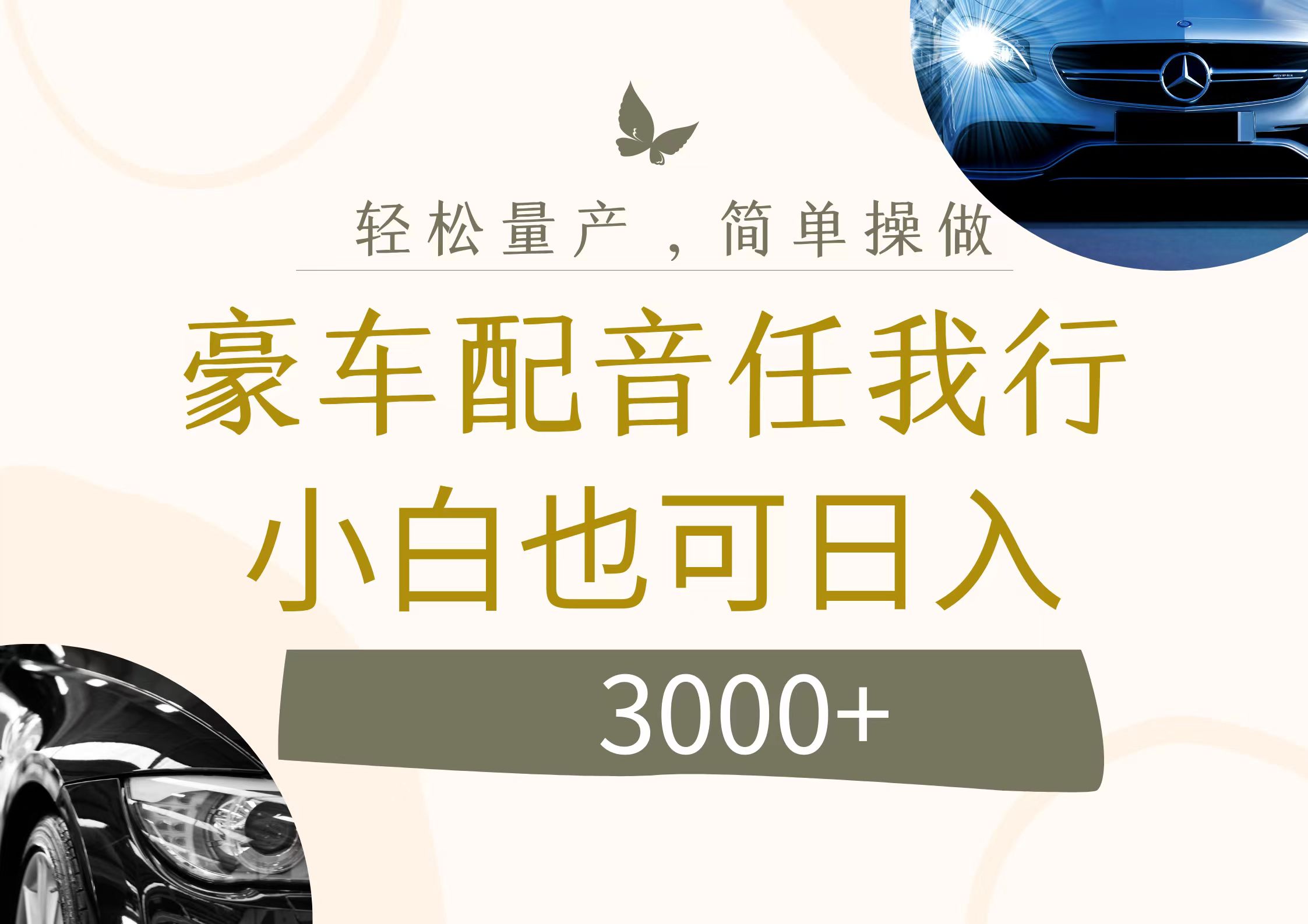 （12206期）不为人知的暴力小项目，豪车配音，日入3000+-志拓网创