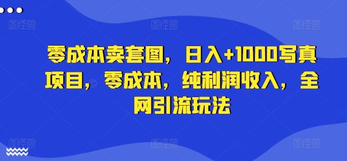 零成本卖套图，日入+1000写真项目，零成本，纯利润收入，全网引流玩法-志拓网创