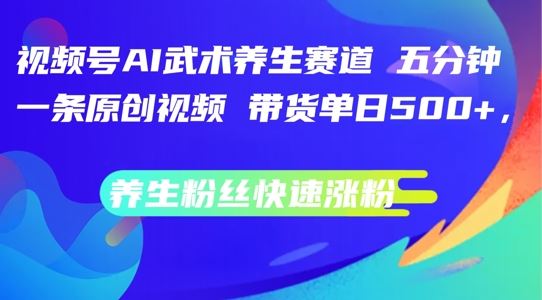 视频号AI武术养生赛道，五分钟一条原创视频，带货单日几张，养生粉丝快速涨粉【揭秘】-志拓网创