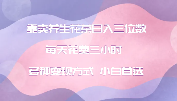 靠卖养生花茶日入三位数，每天花费三小时 多种变现方式 小白首选-志拓网创