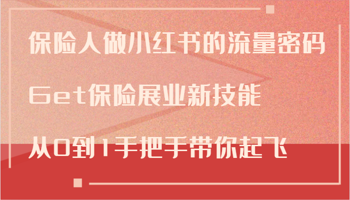 保险人做小红书的流量密码，Get保险展业新技能，从0到1手把手带你起飞-志拓网创