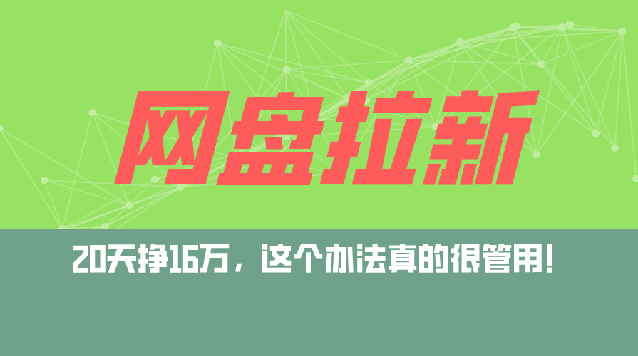 （12294期）网盘拉新+私域运营玩法，零基础入门，小白可操作，当天见效，日入5000+-志拓网创